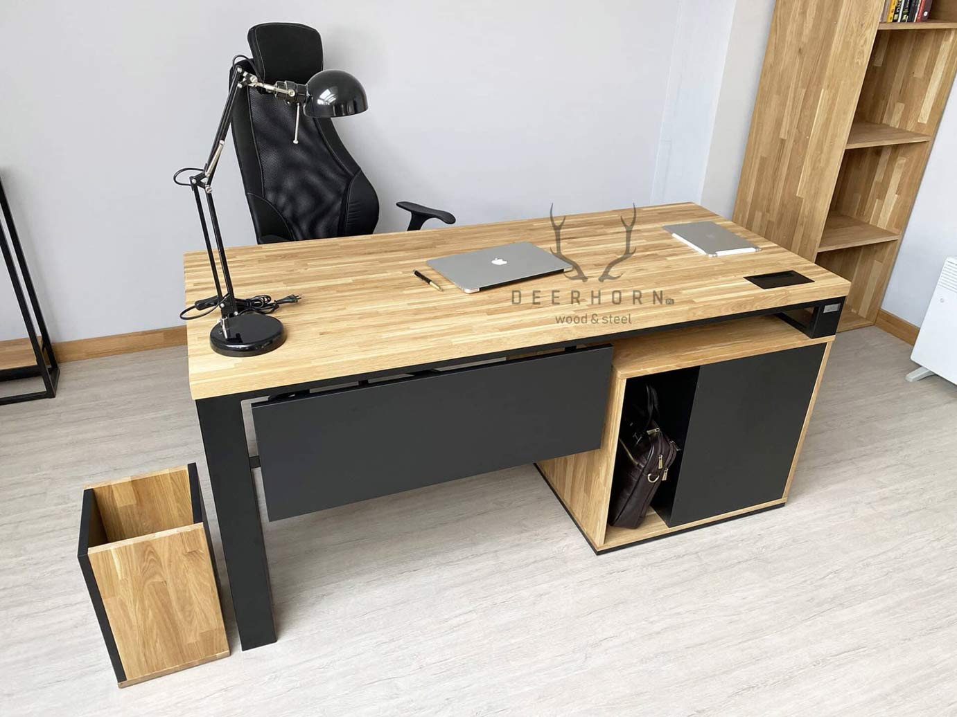 Bureau avec plateau en bois "loft office plus" court