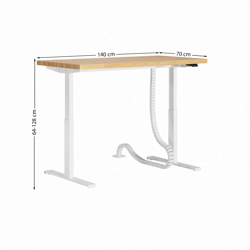 Bureau réglable en hauteur avec plateau en bois blanc