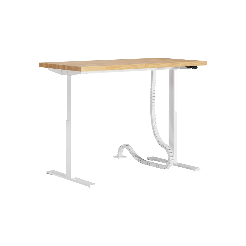 Bureau réglable en hauteur avec plateau en bois blanc