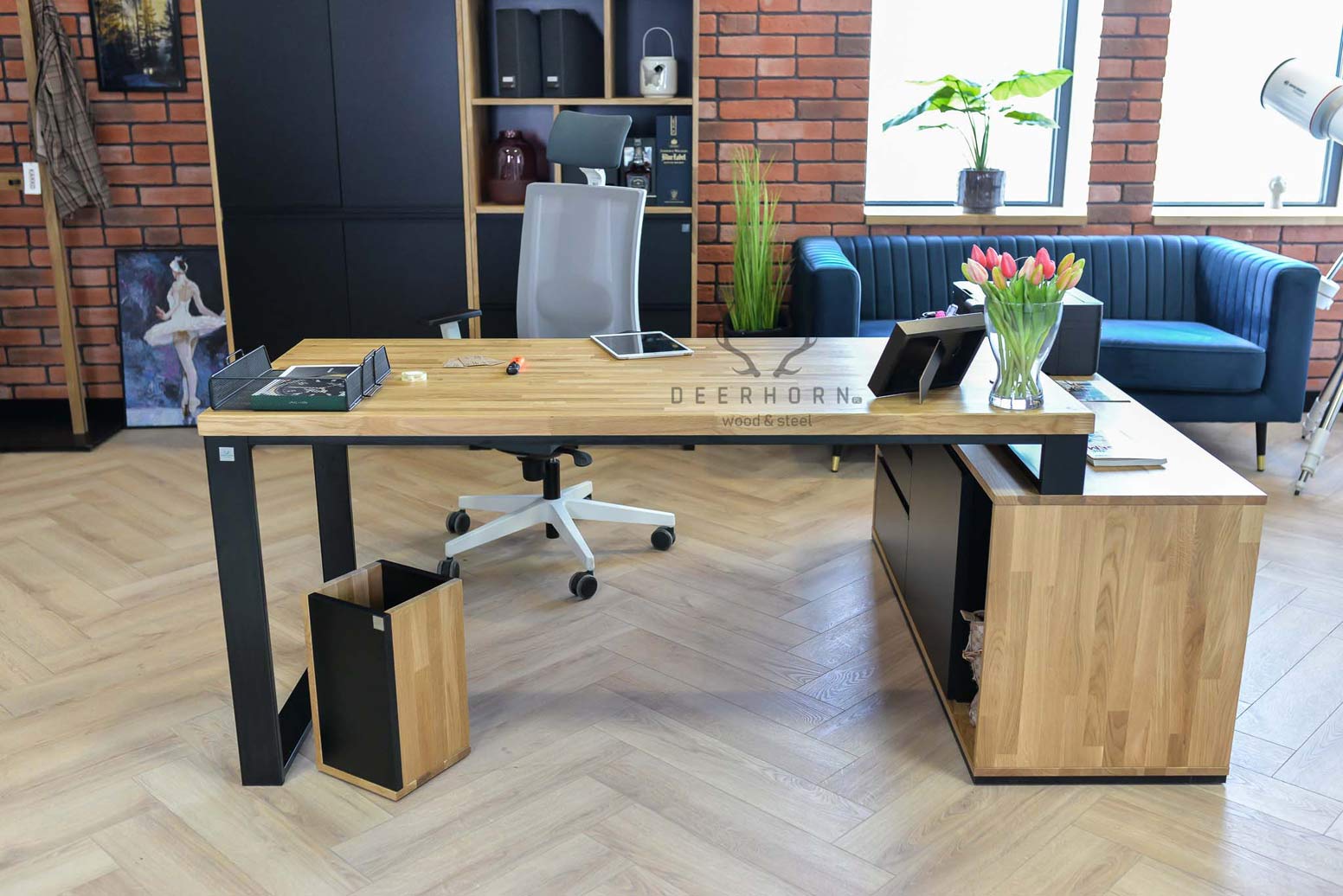 Corbeille à papier en bois pour le bureau