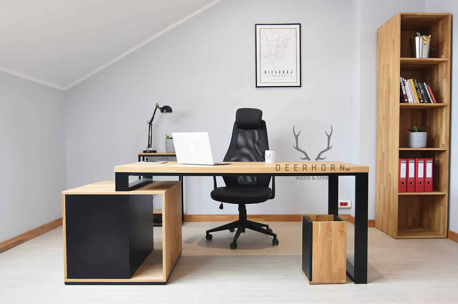 Corbeille à papier en bois pour le bureau