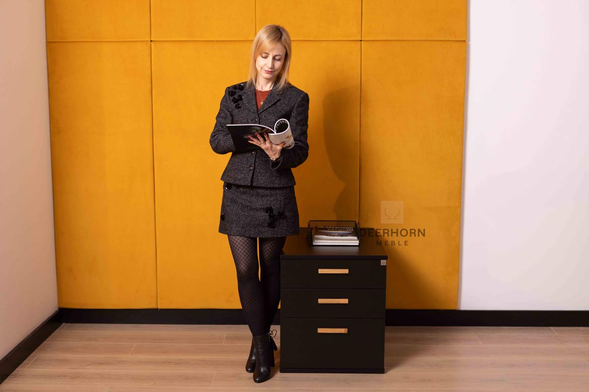 Conteneur mobile noir avec tiroirs Loft Office