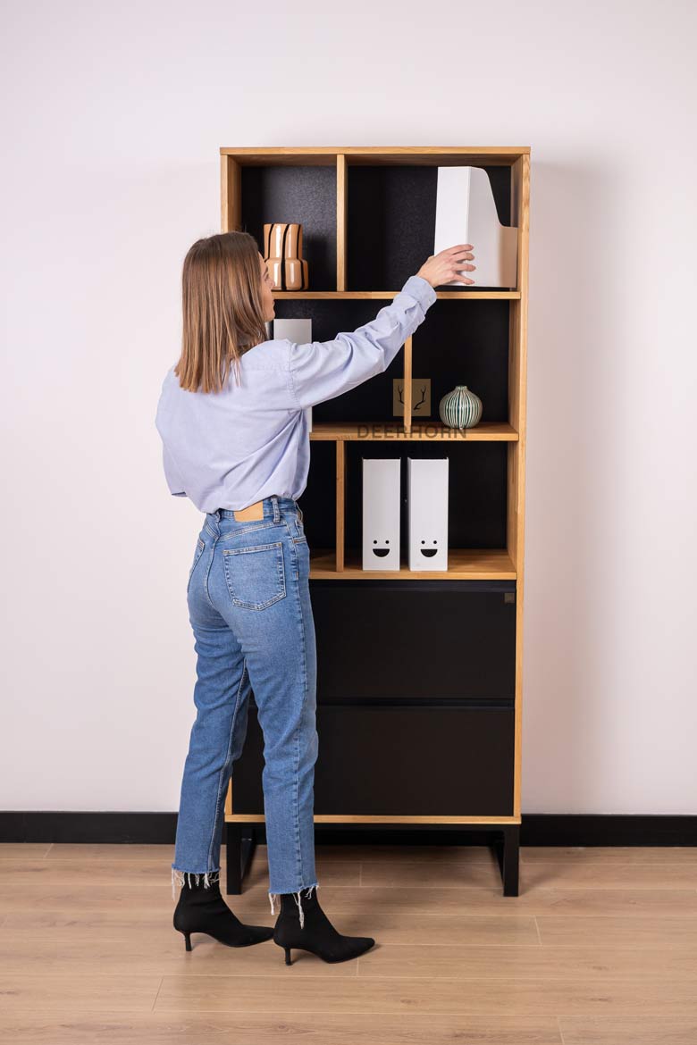 Bibliothèque de bureau avec tiroirs. Bibliothèque pour classeurs ou livres. Bureau Loft plus