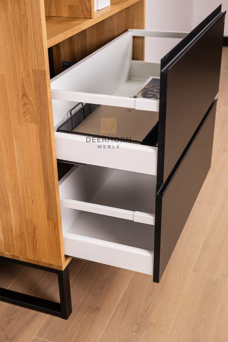 Bibliothèque de bureau avec tiroirs. Bibliothèque pour classeurs ou livres. Bureau Loft plus