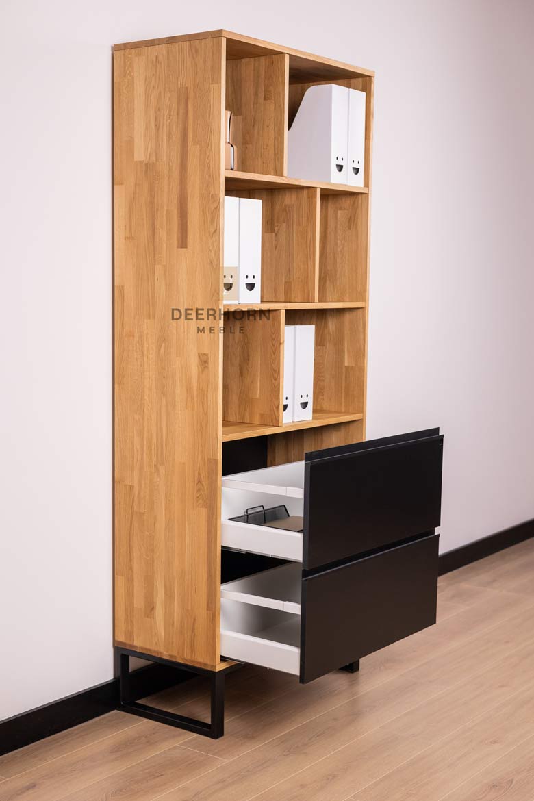 Bibliothèque de bureau avec tiroirs. Bibliothèque pour classeurs ou livres. Bureau Loft plus