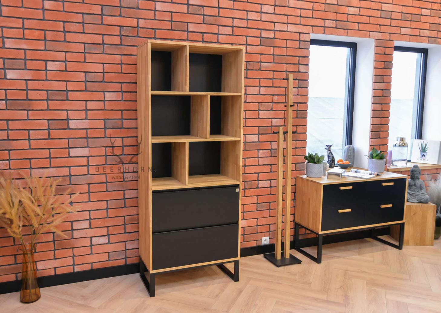 Bibliothèque de bureau avec tiroirs. Bibliothèque pour classeurs ou livres. Bureau Loft plus