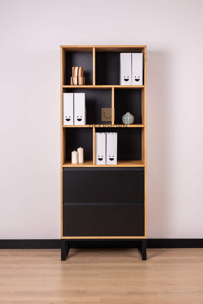 Bibliothèque de bureau avec tiroirs. Bibliothèque pour classeurs ou livres. Bureau Loft plus