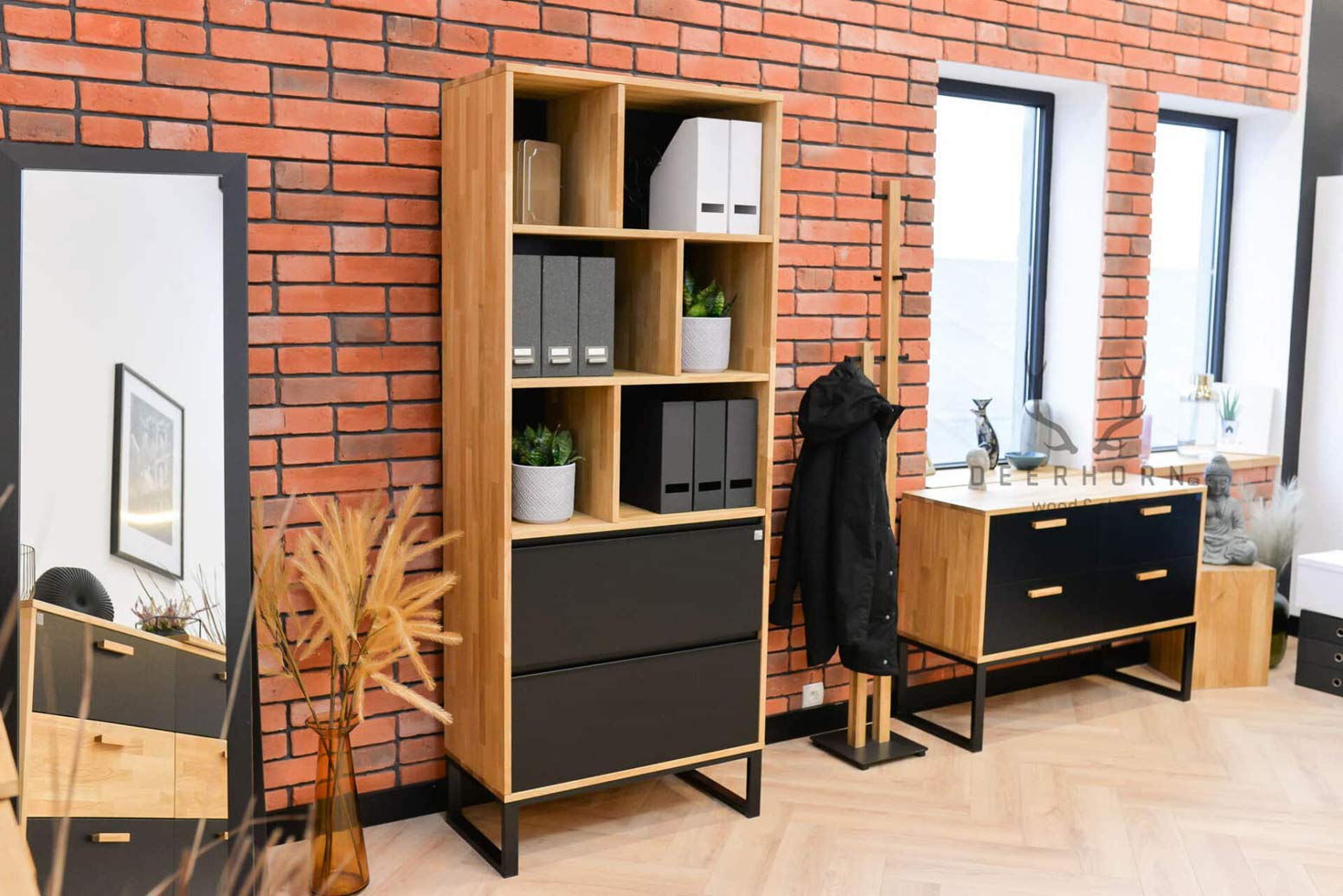 Bibliothèque de bureau avec tiroirs. Bibliothèque pour classeurs ou livres. Bureau Loft plus