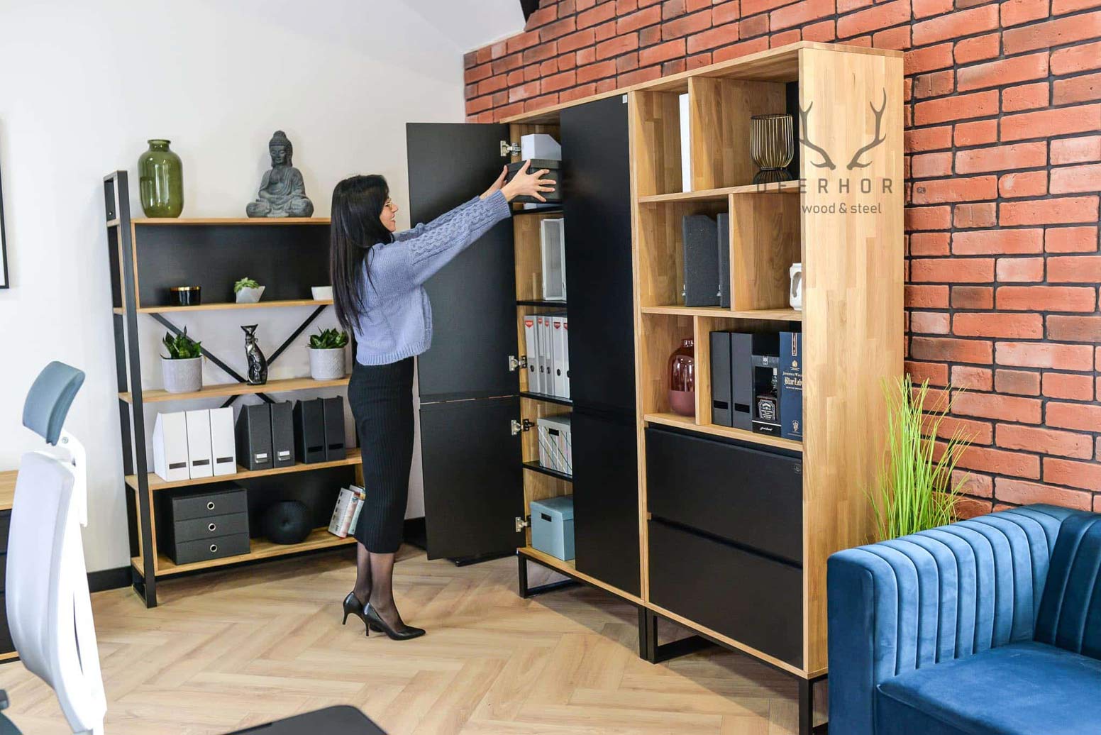 Armoire de bureau, armoire noire de la collection loft office plus
