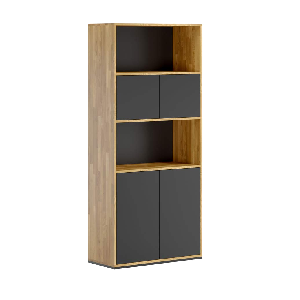 Bibliothèque de bureau moderne noire avec étagères étroites pour bureau de loft