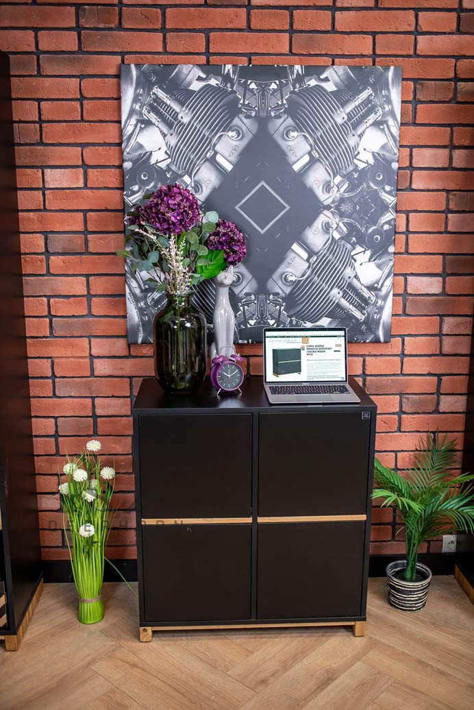 Classeur de bureau noir de la collection Modern Office commode