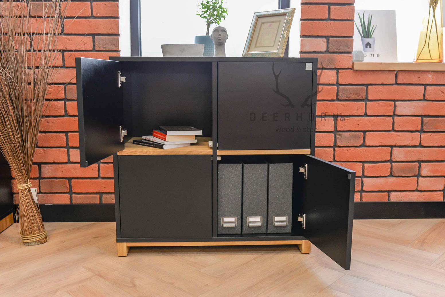 Classeur de bureau noir de la collection Modern Office commode