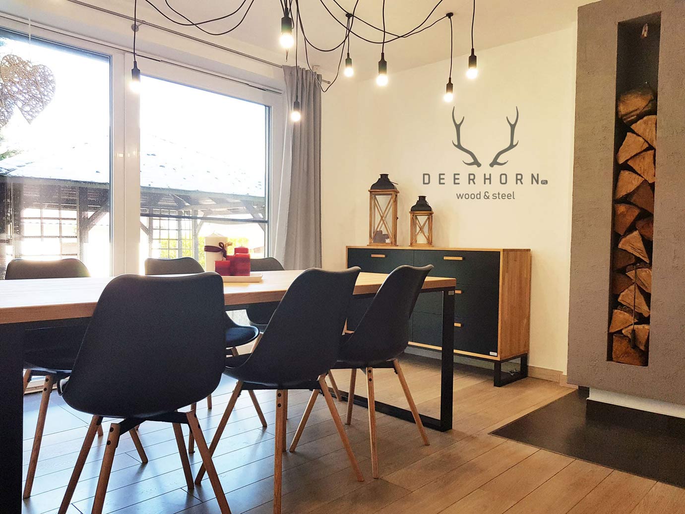 Commode en bois et métal de style industriel et loft. Largeur 140cm