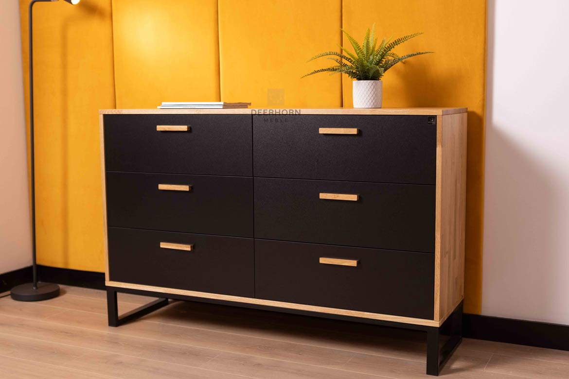 Commode en bois et métal de style industriel et loft. Largeur 140cm