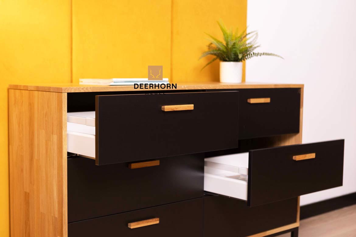 Commode en bois et métal de style industriel et loft. Largeur 140cm