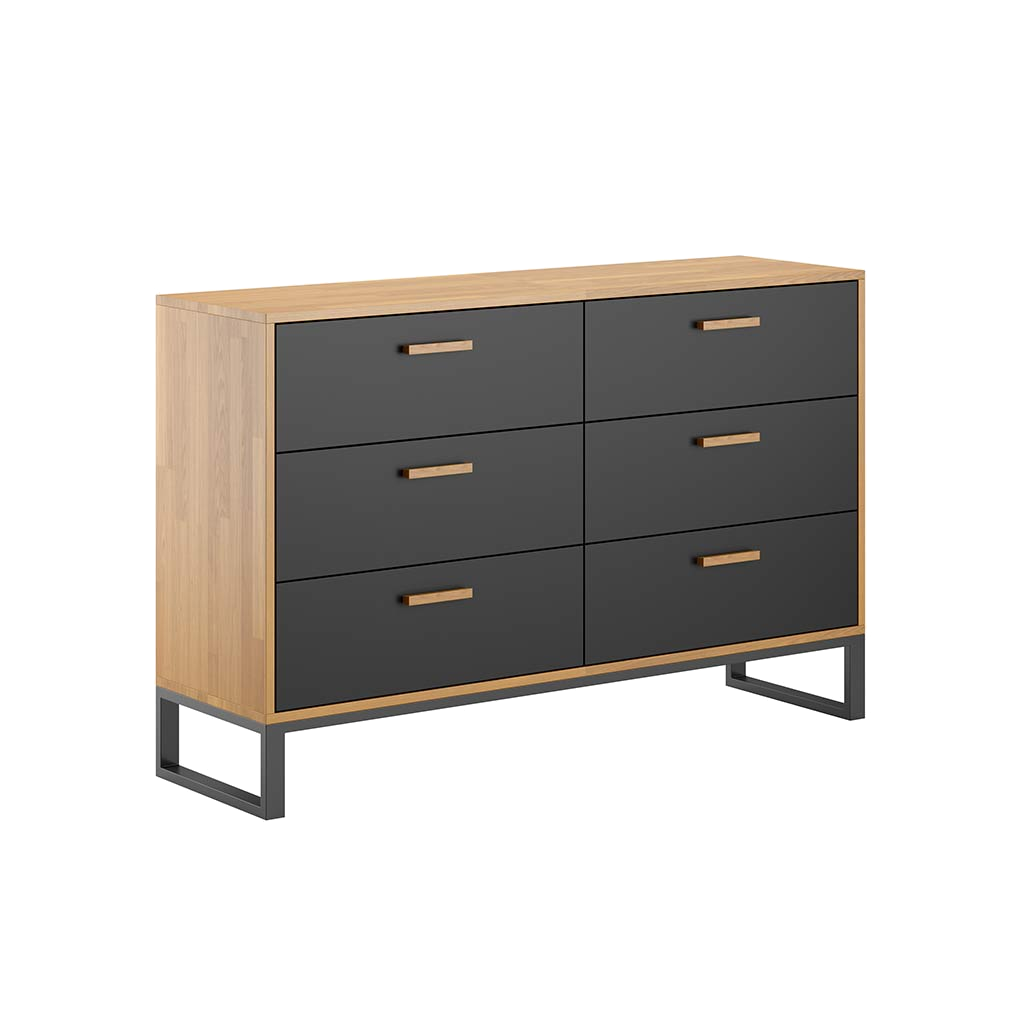 Commode en bois et métal de style industriel et loft. Largeur 140cm