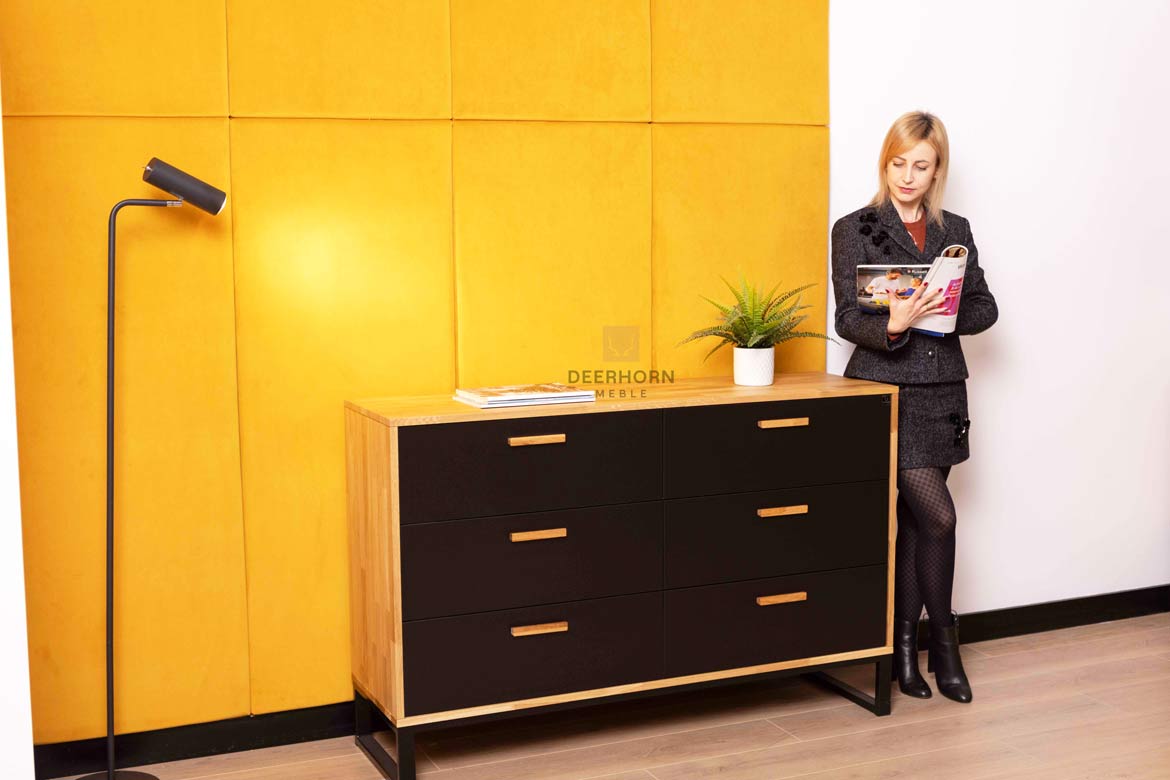 Commode en bois et métal de style industriel et loft. Largeur 140cm