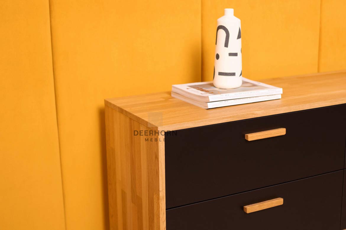 Une commode pour le bureau ou l'étude. Style moderne, loft. Noir. 140 cm de large.