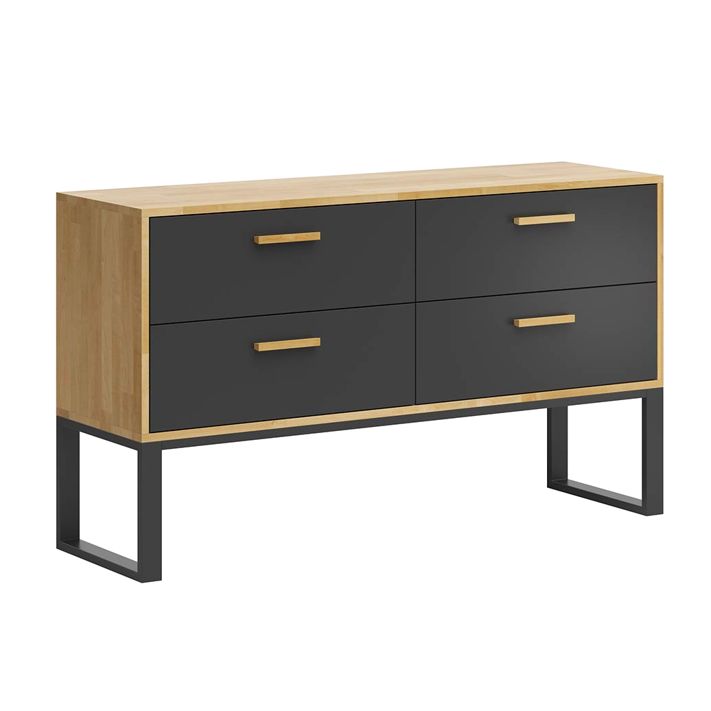 Une commode pour le bureau ou l'étude. Style moderne, loft. Noir. 140 cm de large.