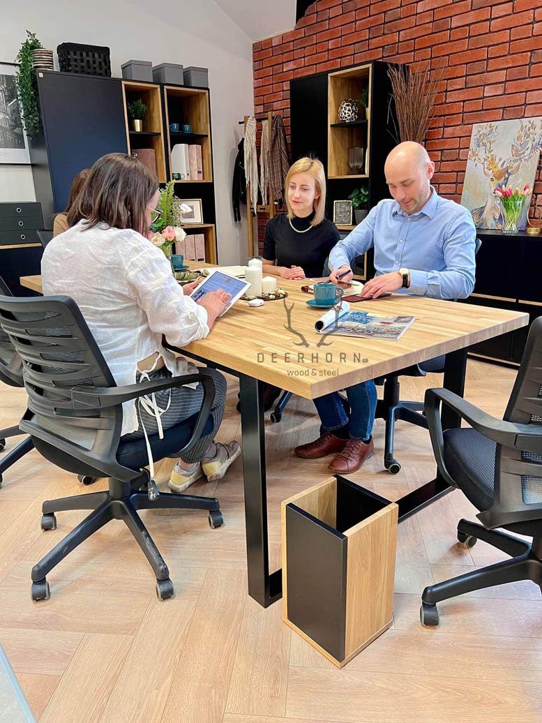 Table de conférence avec plateau en bois 220x100cm avec trou pour câble