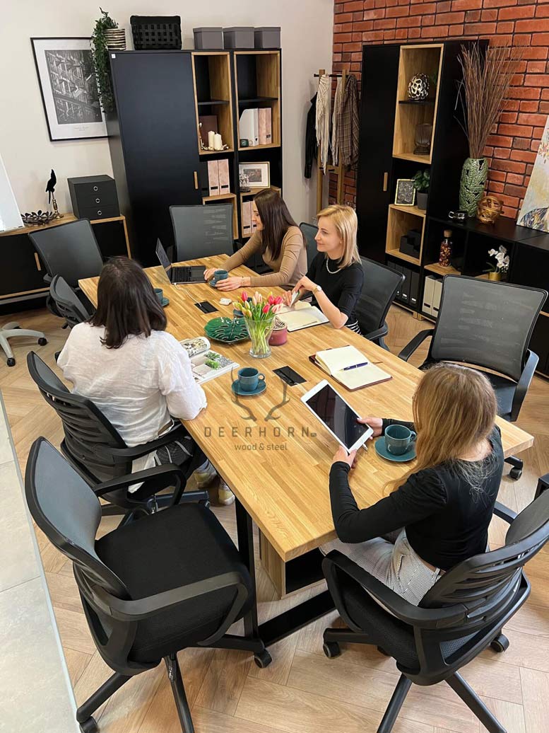Table de conférence avec plateau en bois 250x100cm avec trous pour câbles